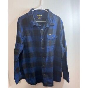 Vintage Stanley Flannel Shirt Men’s 2XL Black & Blue Plaid Button Down XXL